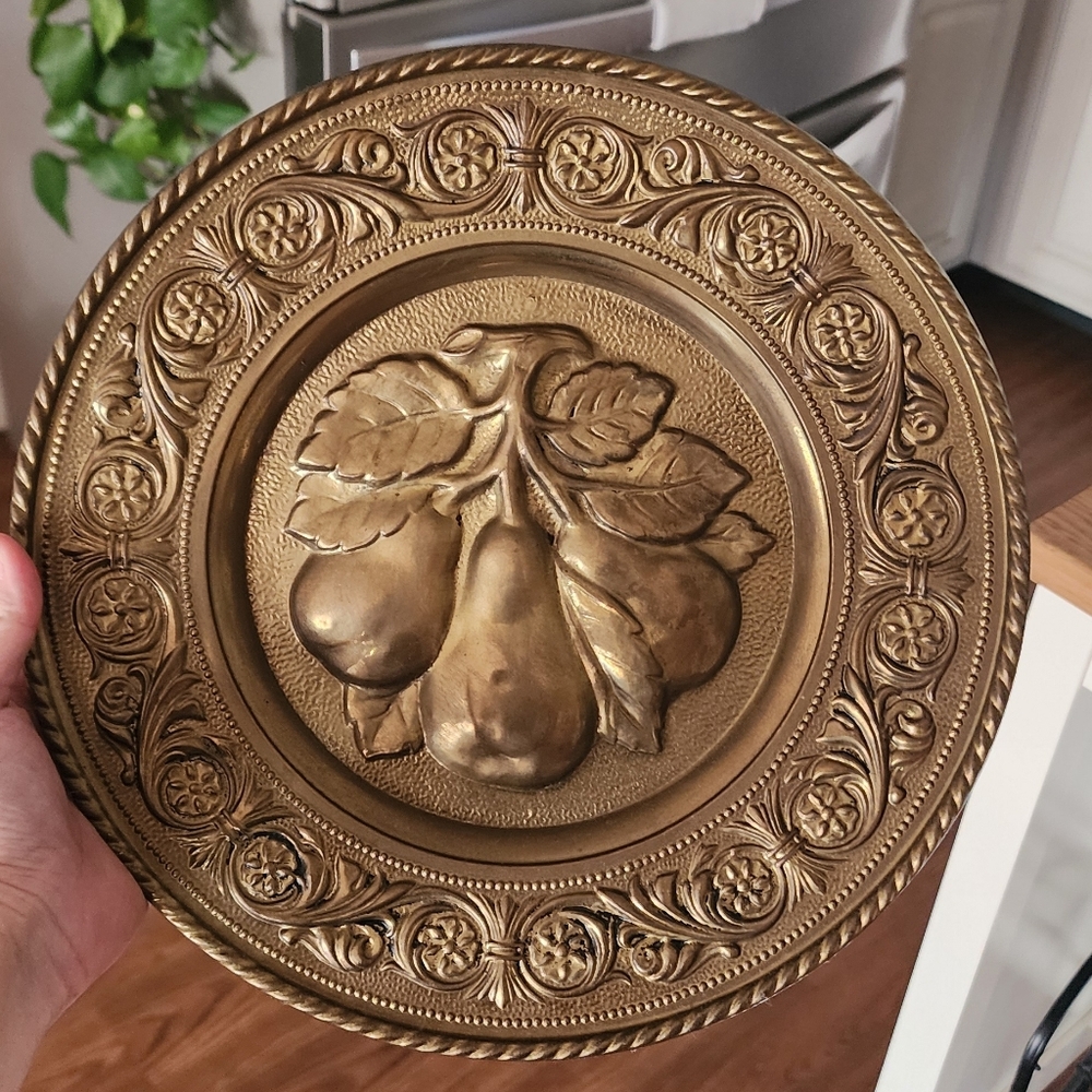 Brass Pear Wall Decor Plate